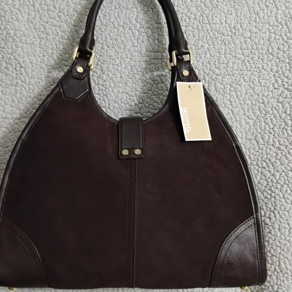Michael Kors Hudson Large Suede Leather Tote Bag Walnut Brown NWT - Picture 6 of 16